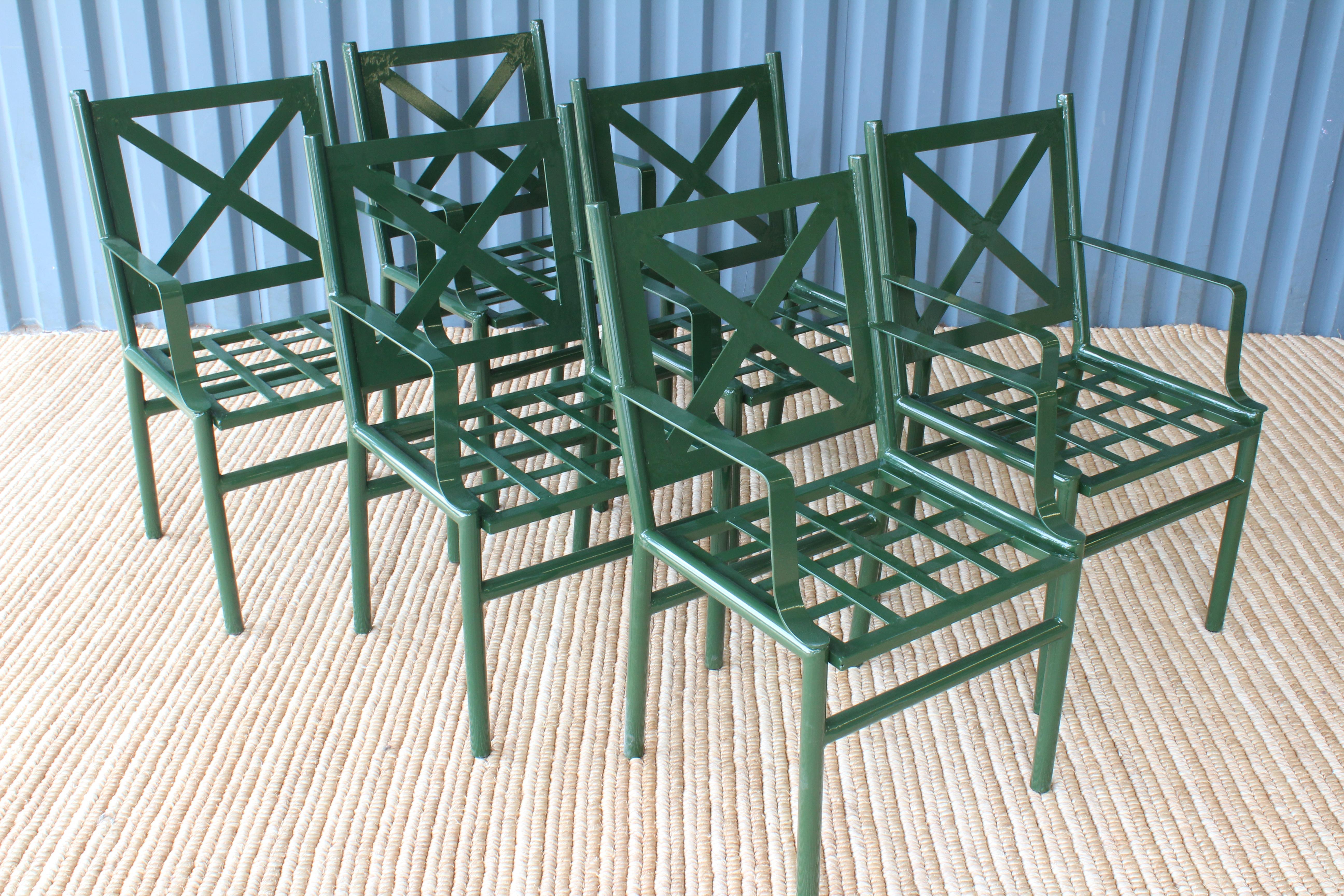 Set of 4 outdoor patio chairs, each sold individually. New green powder coating.