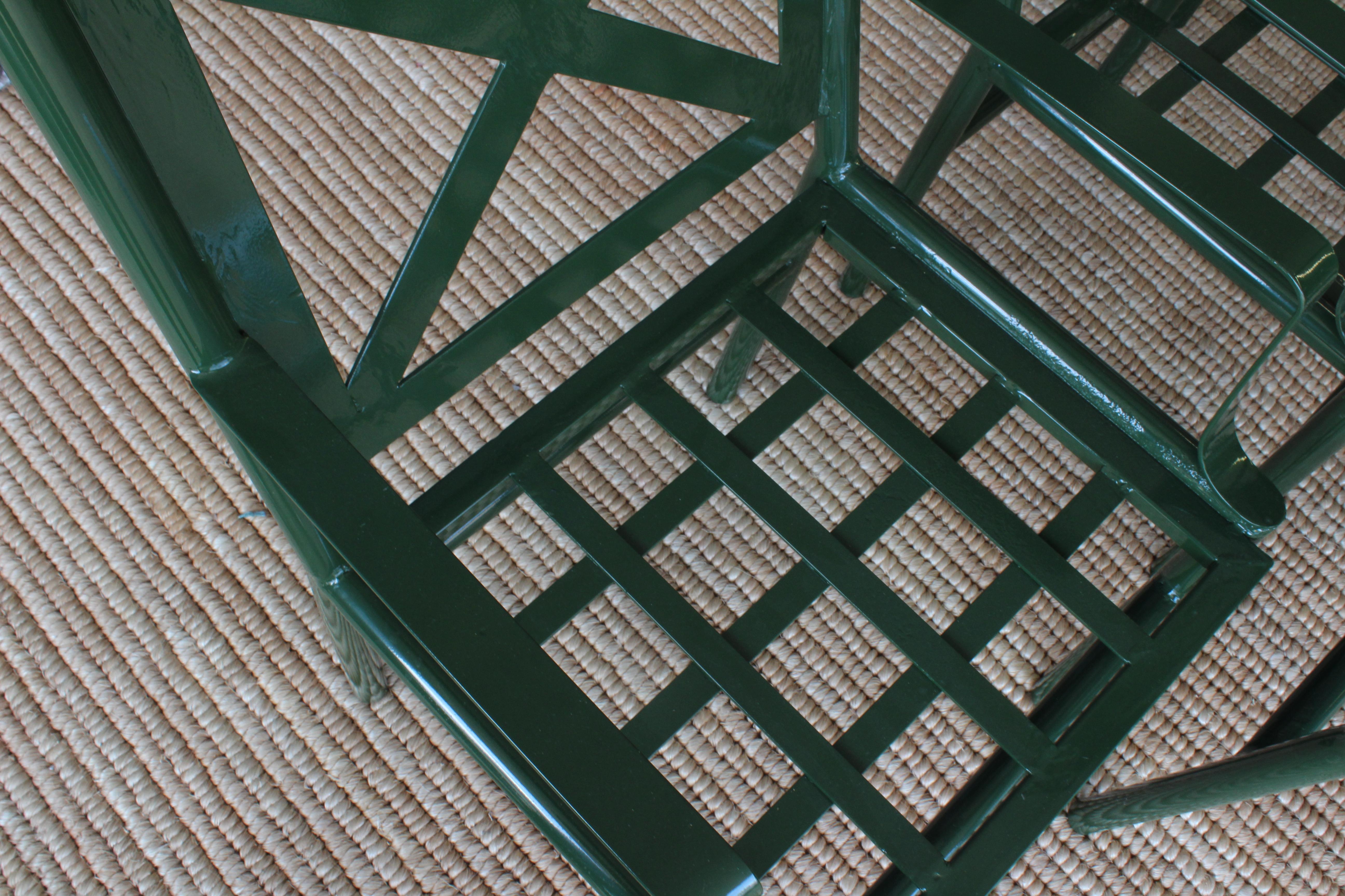 Green Outdoor Metal Patio Chairs, 16 Available In Excellent Condition In Los Angeles, CA