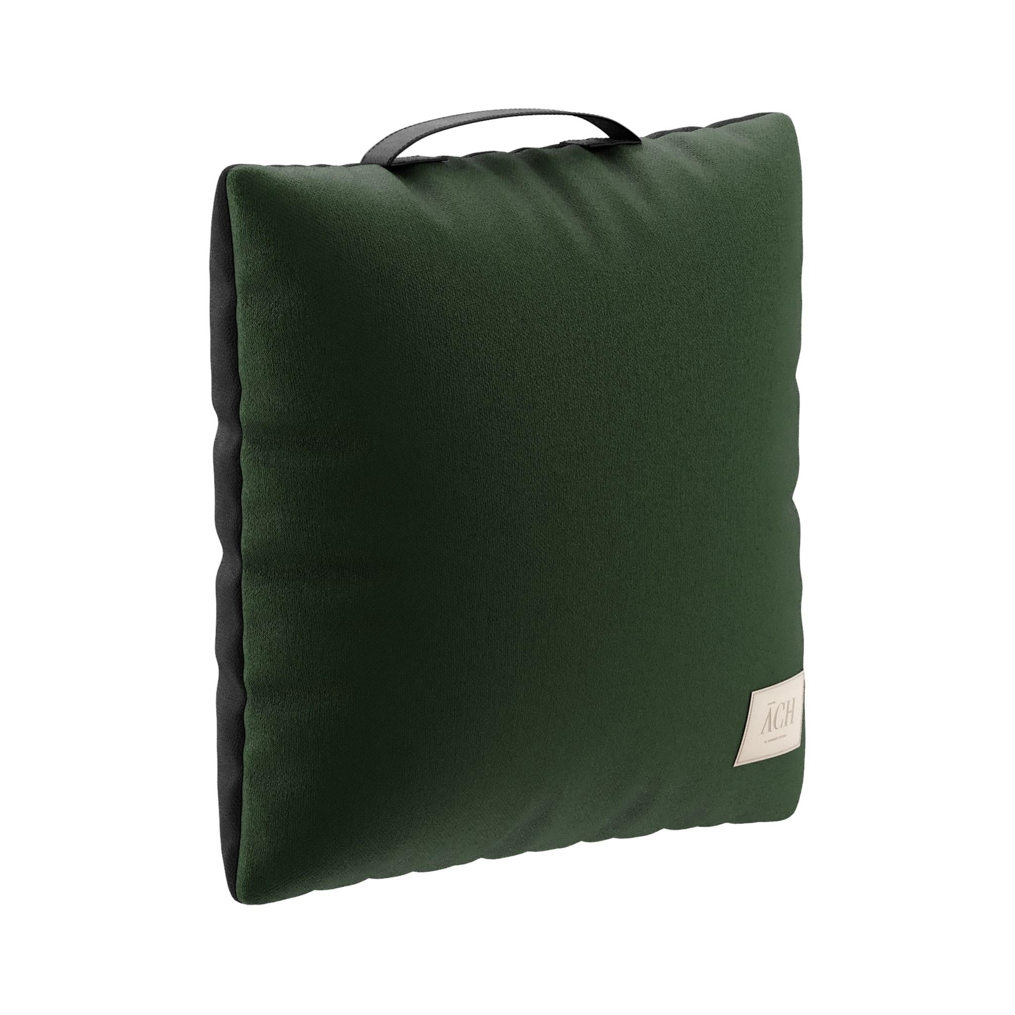 Portuguese Green Outdoor Throw Pillow, Modern Waterproof Square Cushion Decor Handle