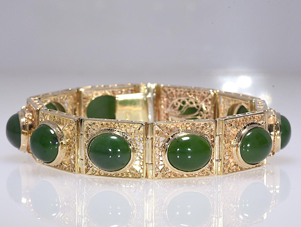 jade bracelet with gold clasp