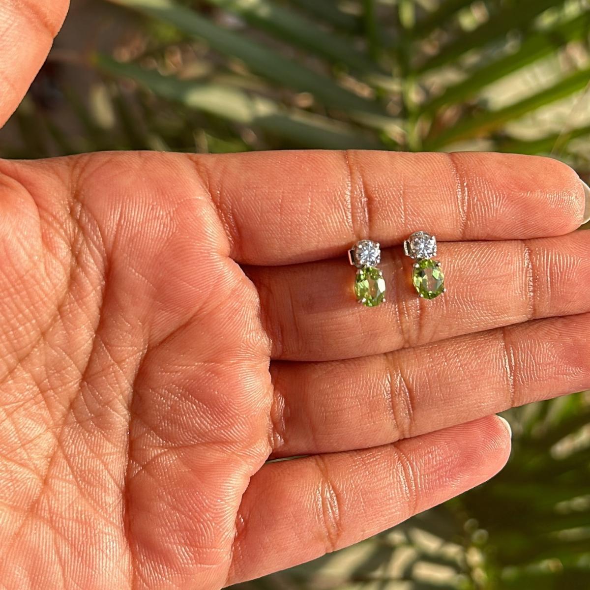 Green Oval Peridot Zircon Dainty Studs Earring in sterling silver to make a statement with your look. You shall need stud earrings to make a statement with your look. These earrings create a sparkling, luxurious look featuring oval cut natural