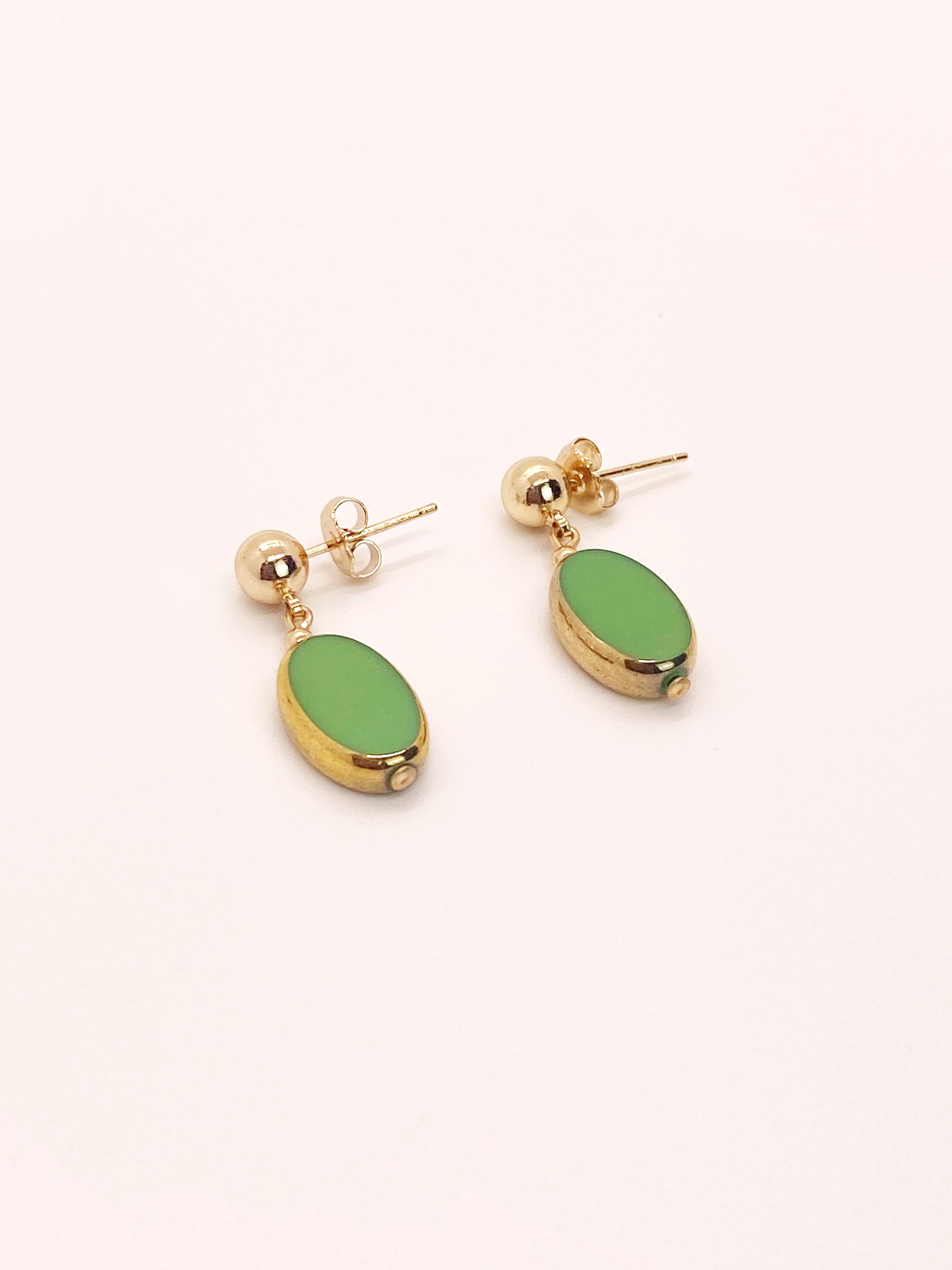 green glass drop earrings