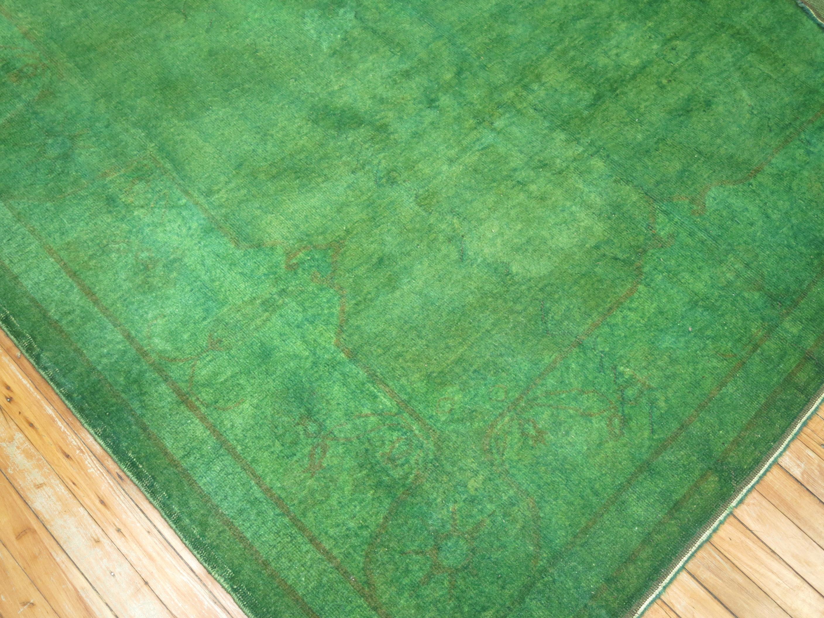 Hand-Knotted Green OverDyed Turkish Rug
