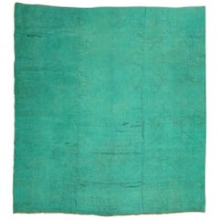 Green Over-Dyed Angora Oushak Square Rug