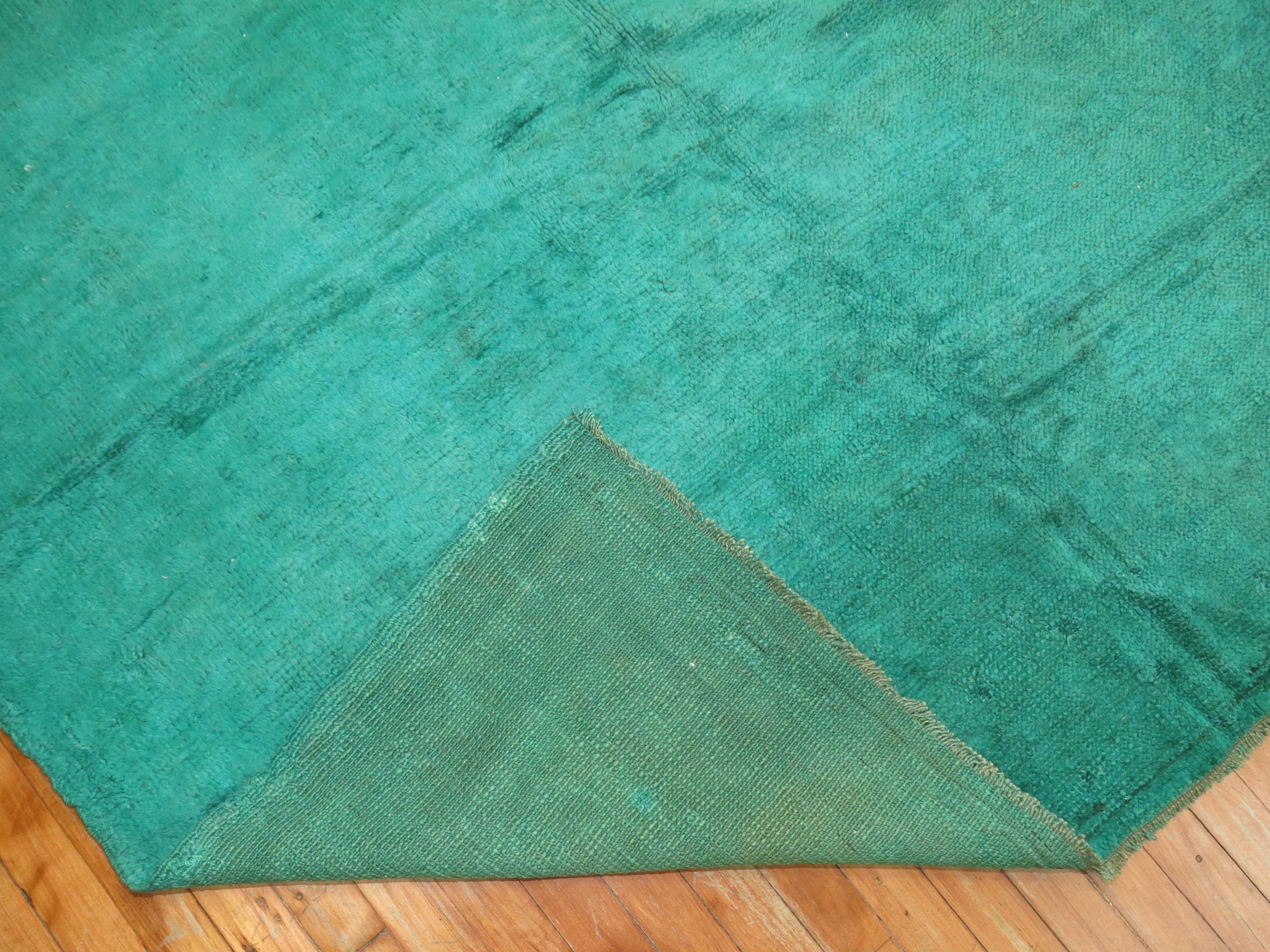 Hand-Knotted Green Over-Dyed Angora Oushak Square Rug