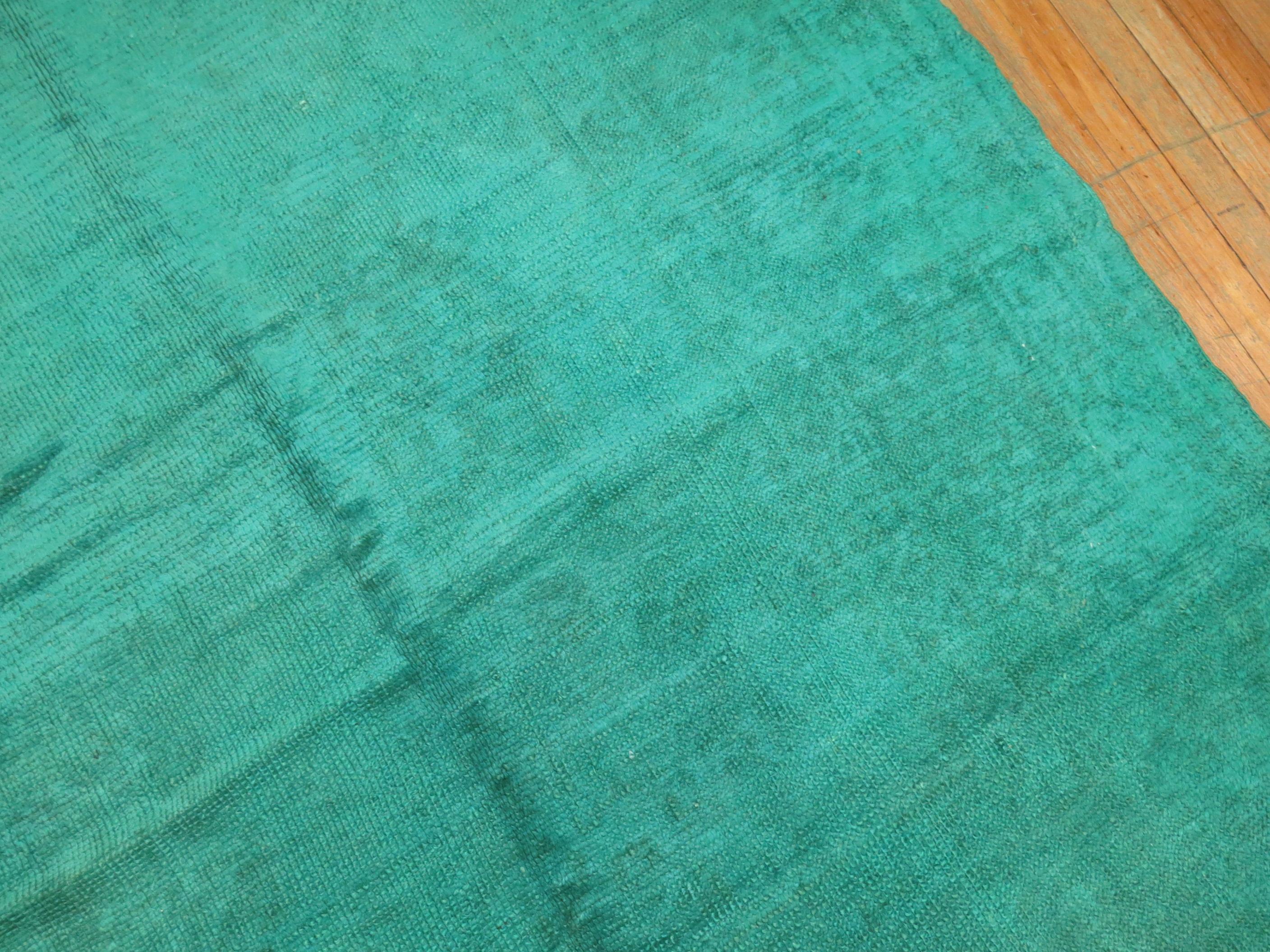 Green Over-Dyed Angora Oushak Square Rug In Good Condition In New York, NY