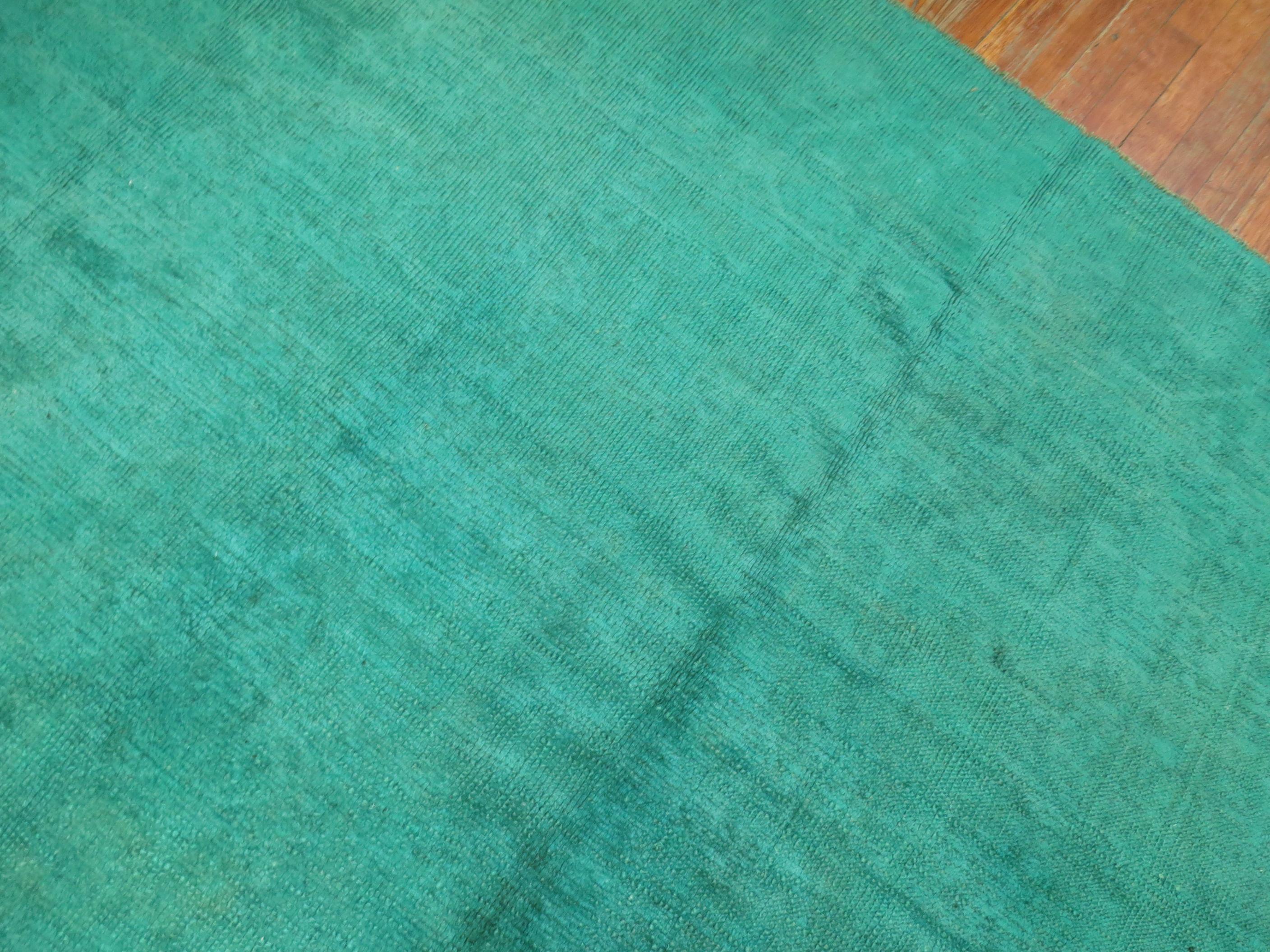 20th Century Green Over-Dyed Angora Oushak Square Rug