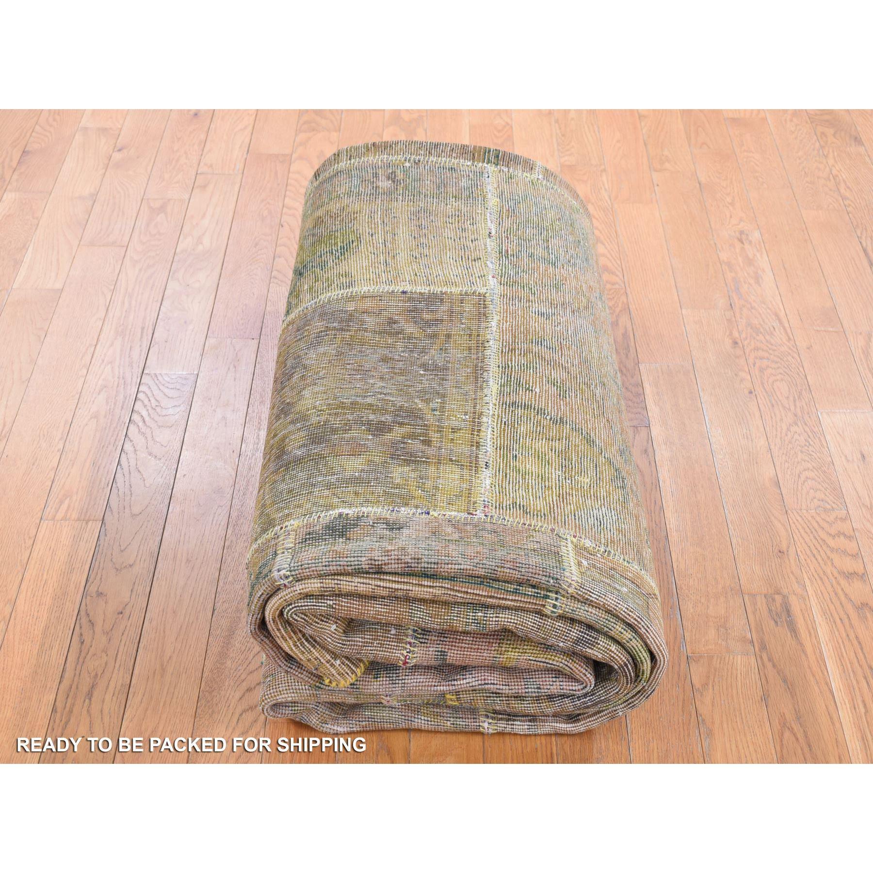 Persischer, handgeknüpfter, überzogener Patchwork-Teppich aus reiner Wolle in Grün im Angebot 4