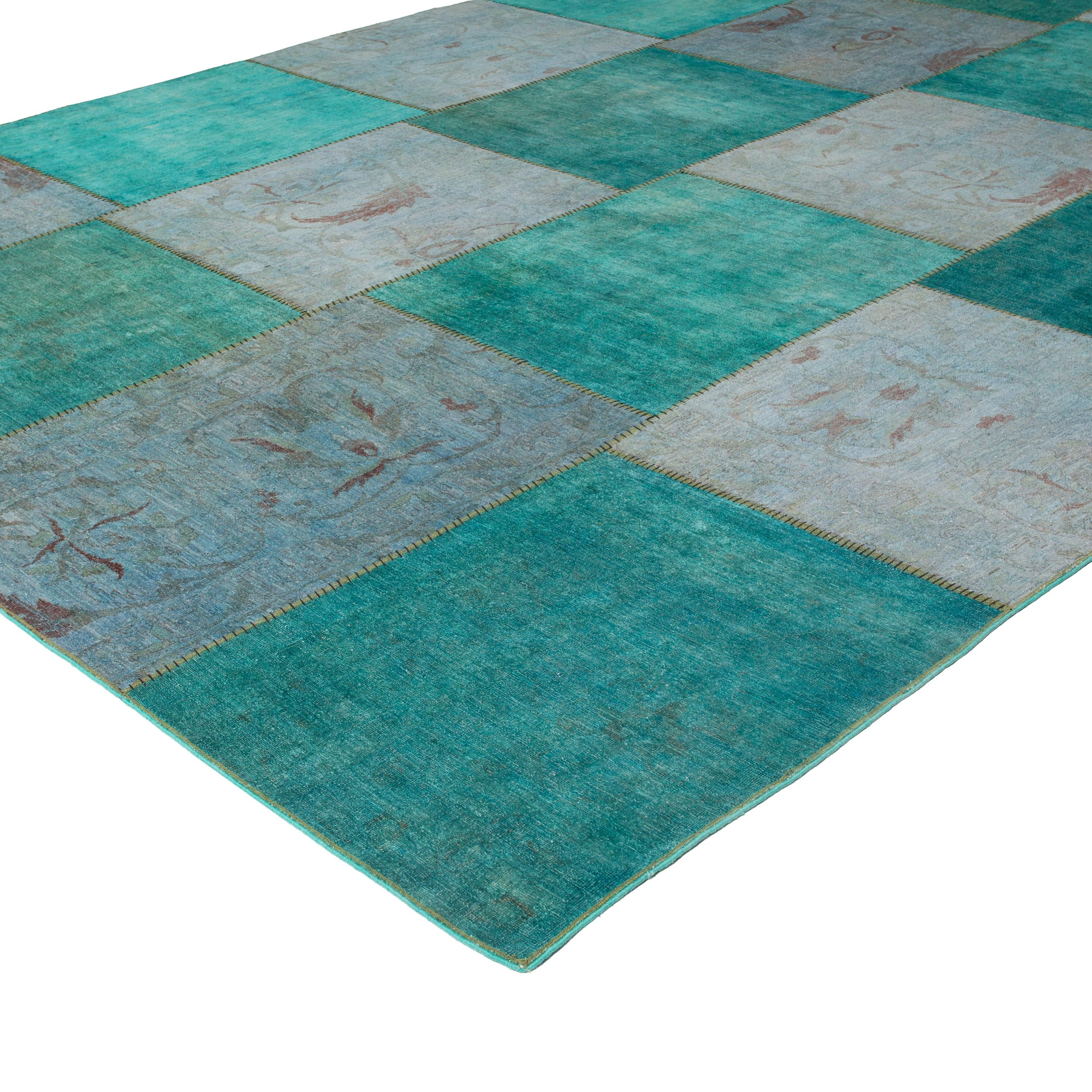 Grüner Overdyed-Wollteppich - 9'11