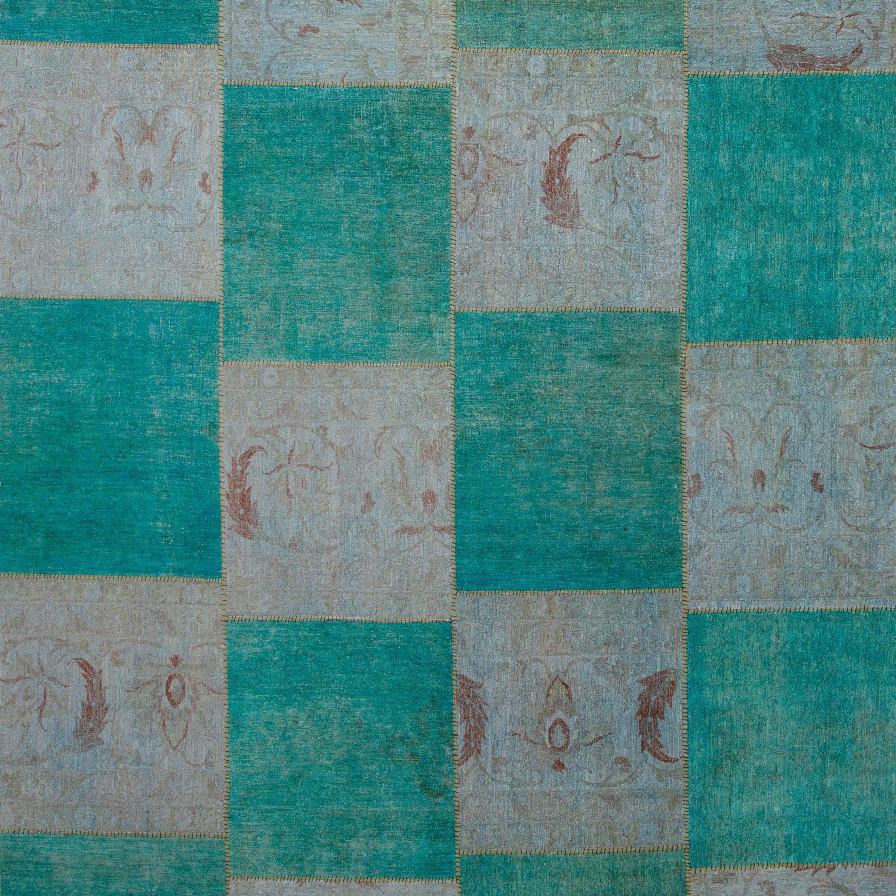 Grüner Overdyed-Wollteppich - 9'11