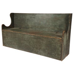 Antique Green Painted 19th Century Settle