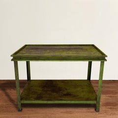 Green Painted American Industrial Potting Table