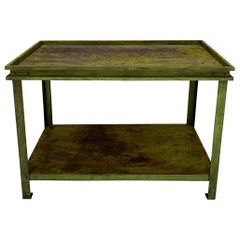 Green Painted American Industrial Potting Table