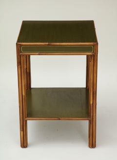 Green-Painted and Bamboo Side Table