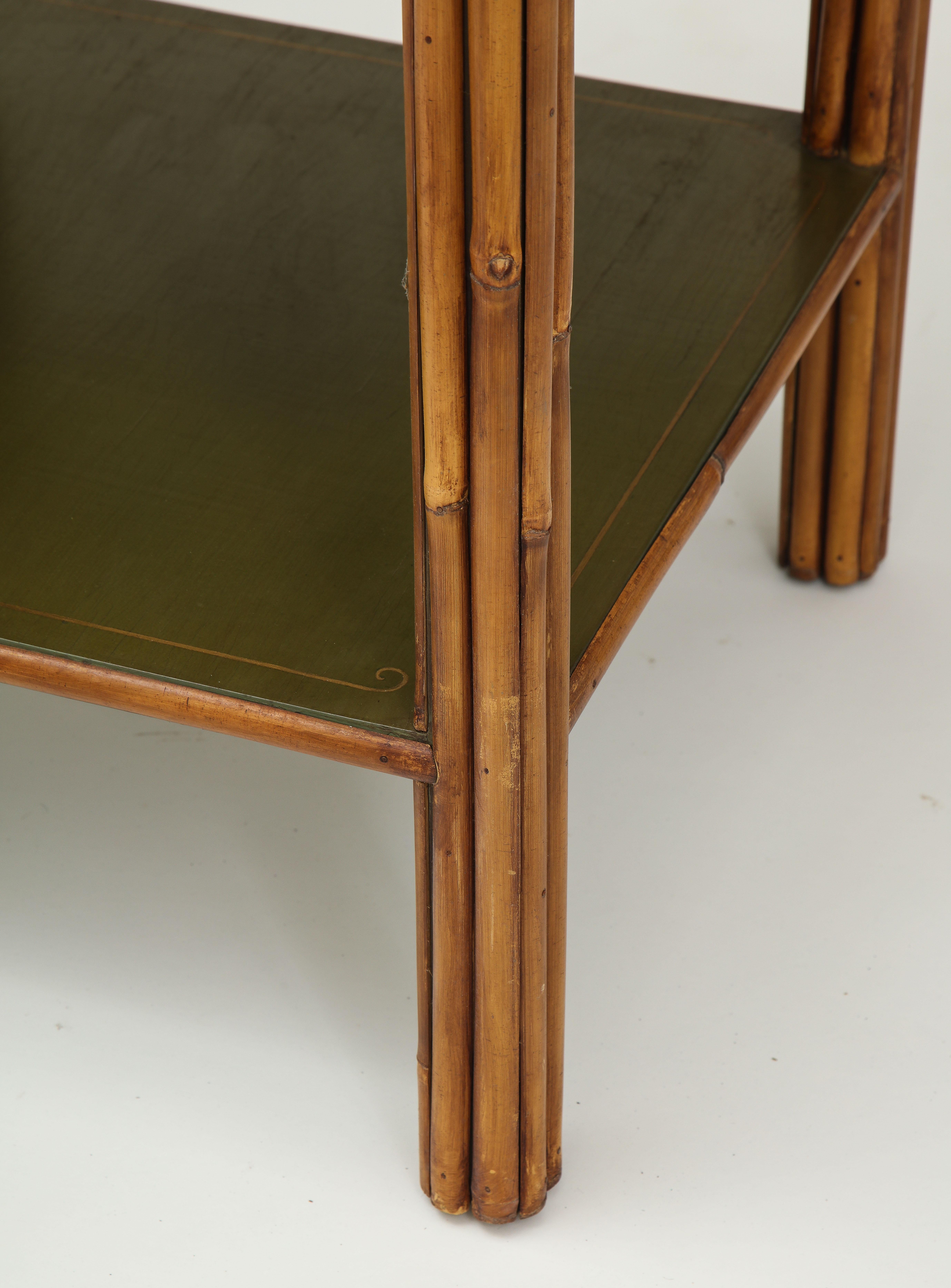 English Green-Painted and Bamboo Side Table
