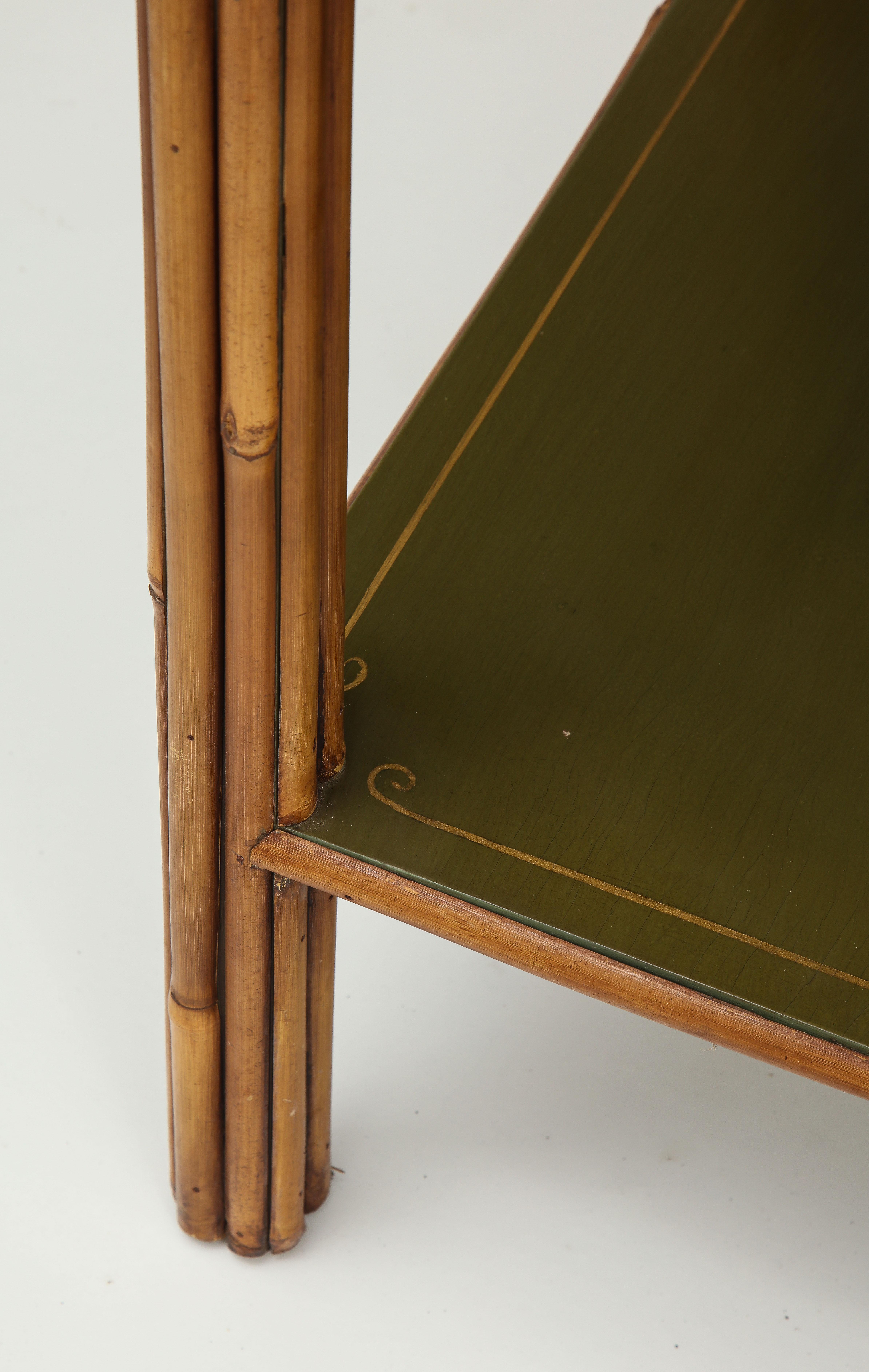 Green-Painted and Bamboo Side Table In Good Condition In New York, NY