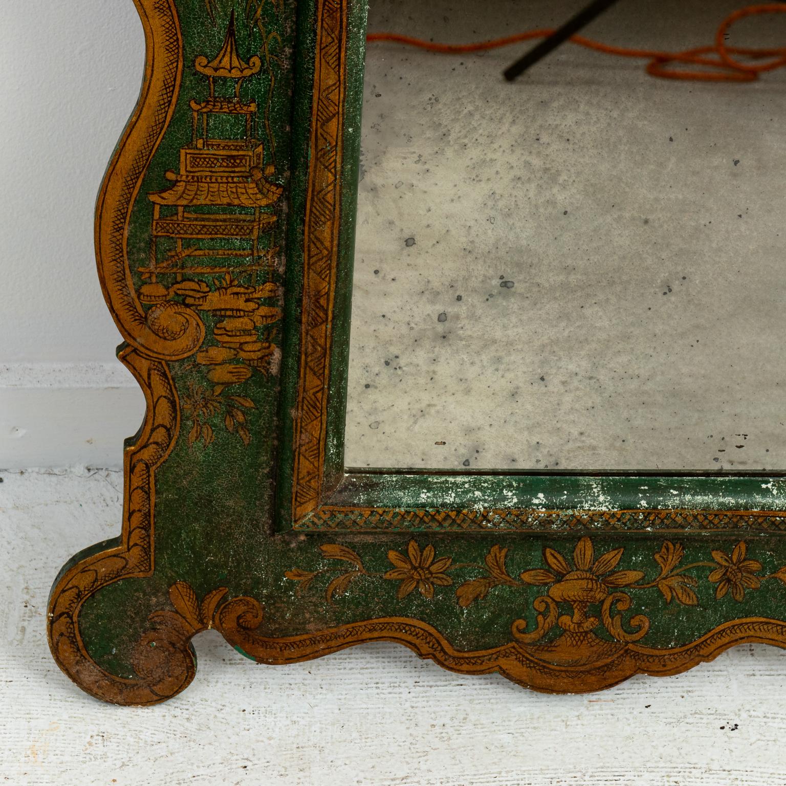Green Painted Antique Mirror 1