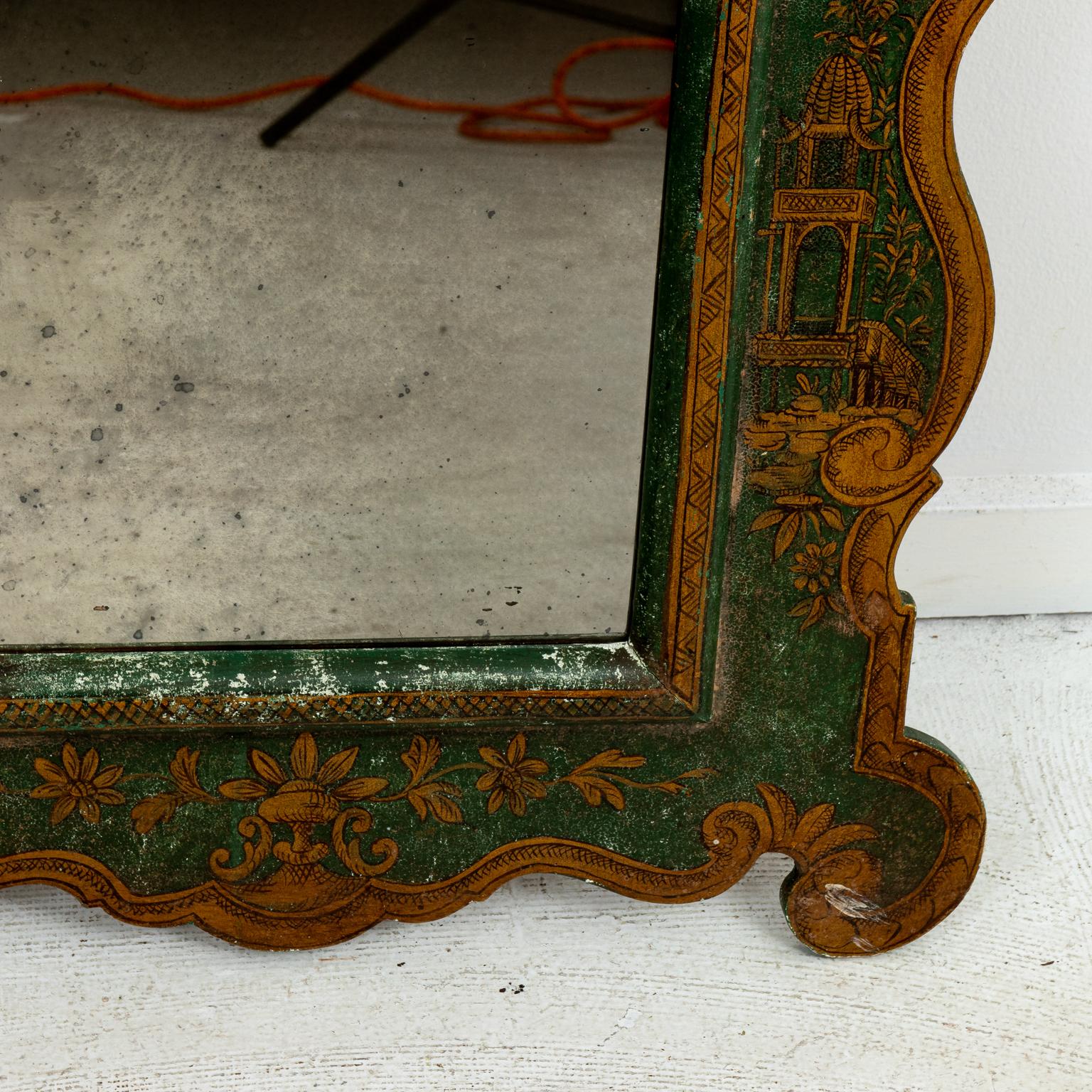 Green Painted Antique Mirror 2