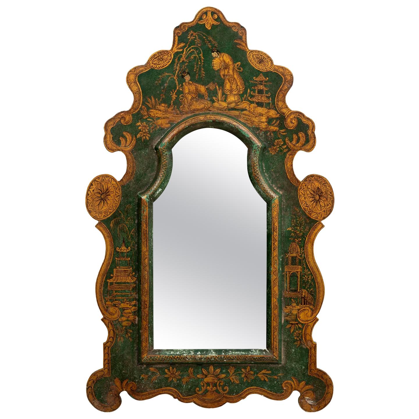 Green Painted Antique Mirror