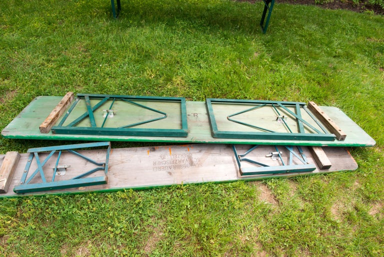 Green Painted Beer Garden Picnic Table and Benches For Sale 8
