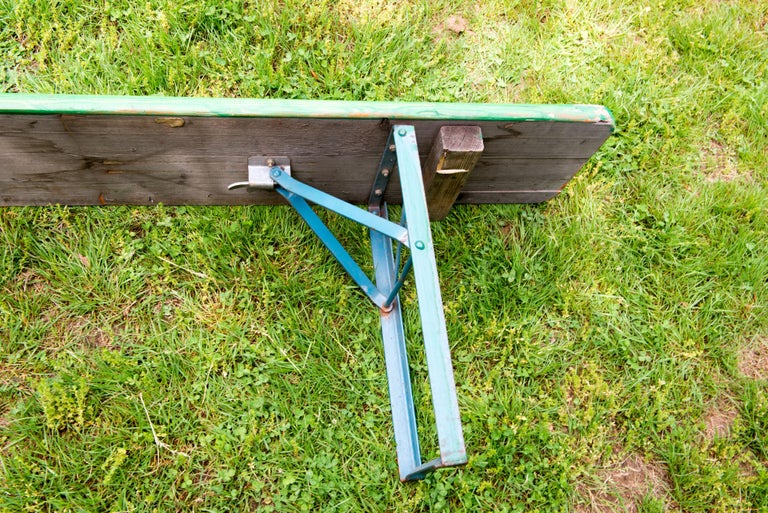 Green Painted Beer Garden Picnic Table and Benches For Sale 4