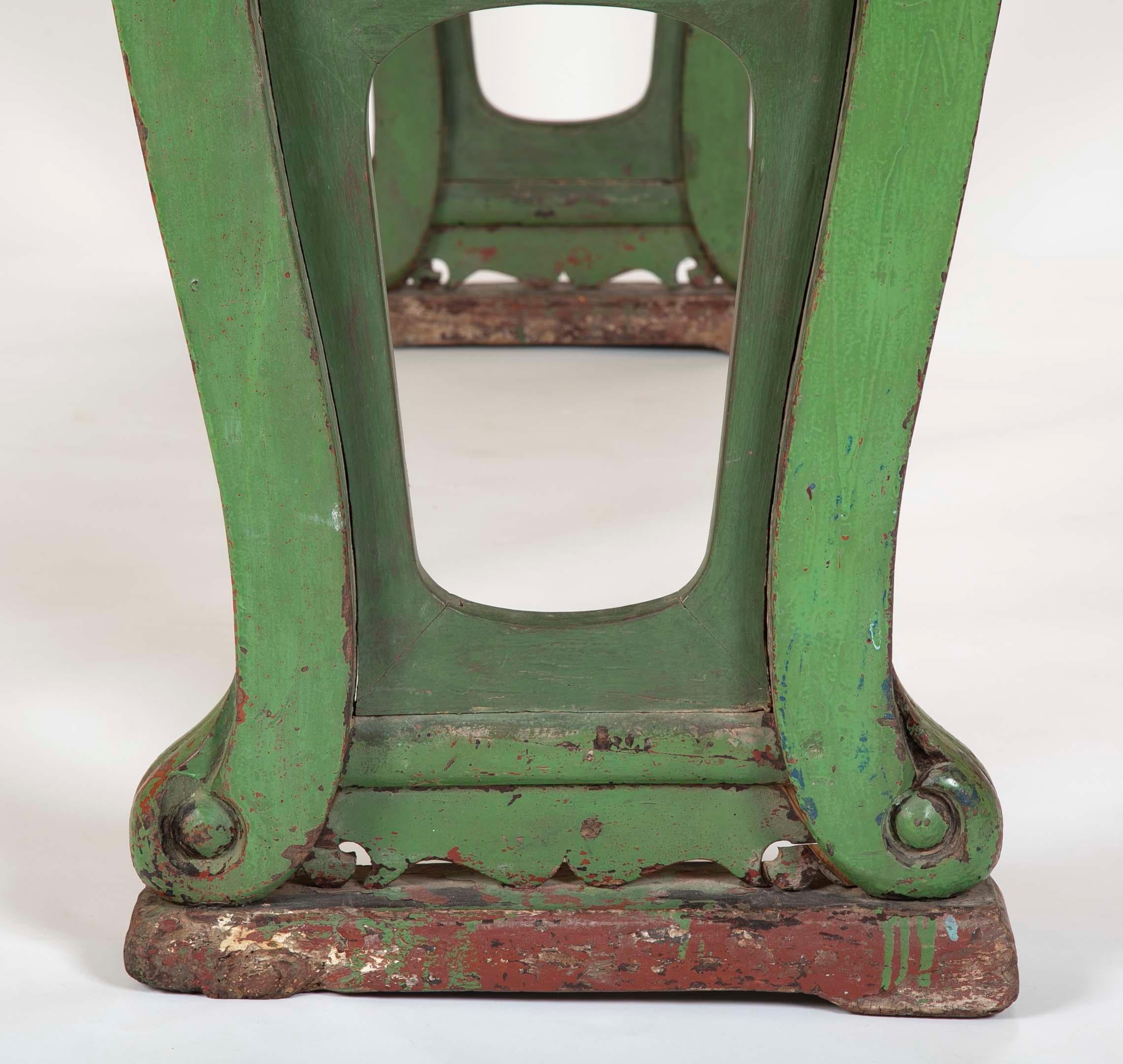 Green Painted Chinese Console Table, Large Scale 3