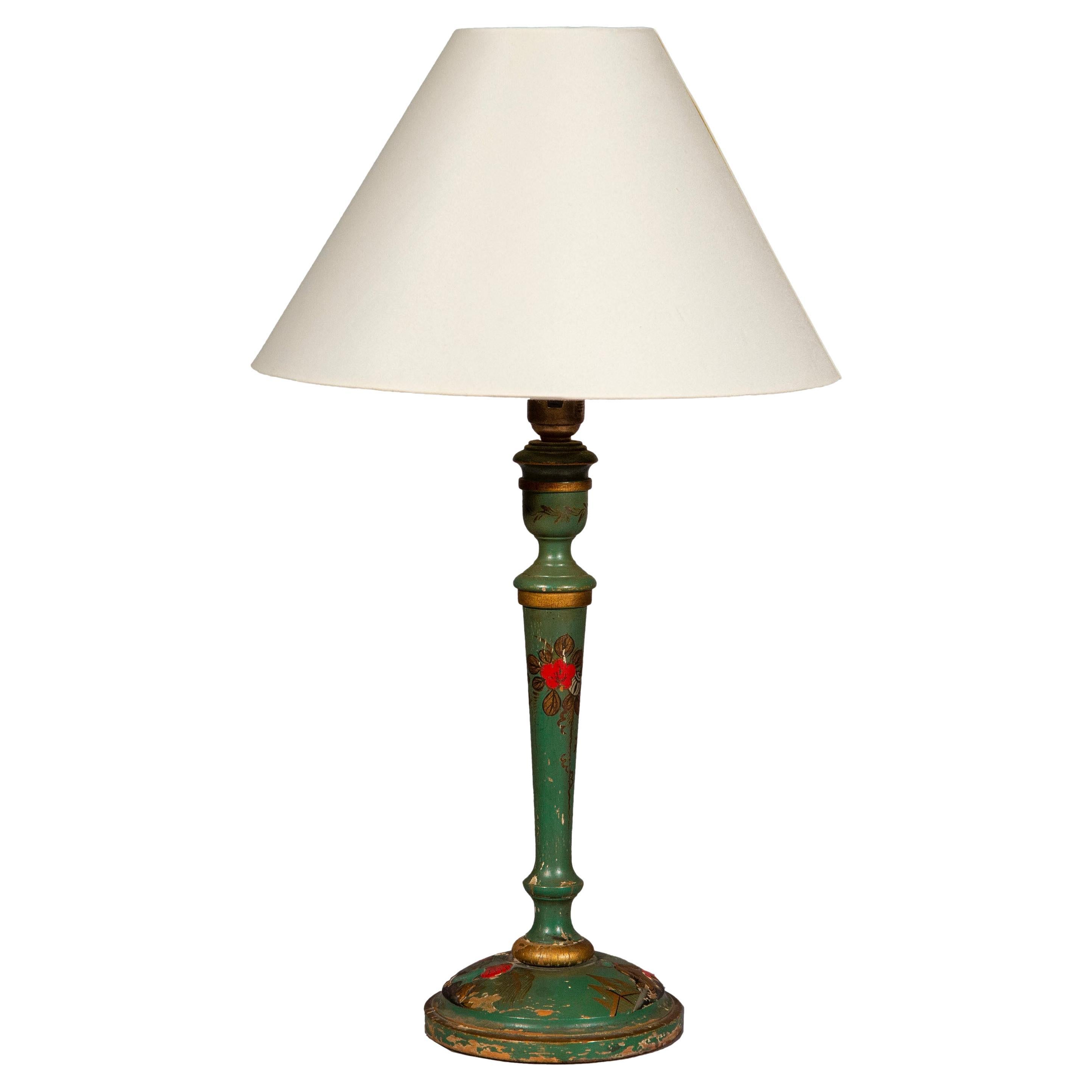 Green Chinoiserie Table Lamp For Sale
