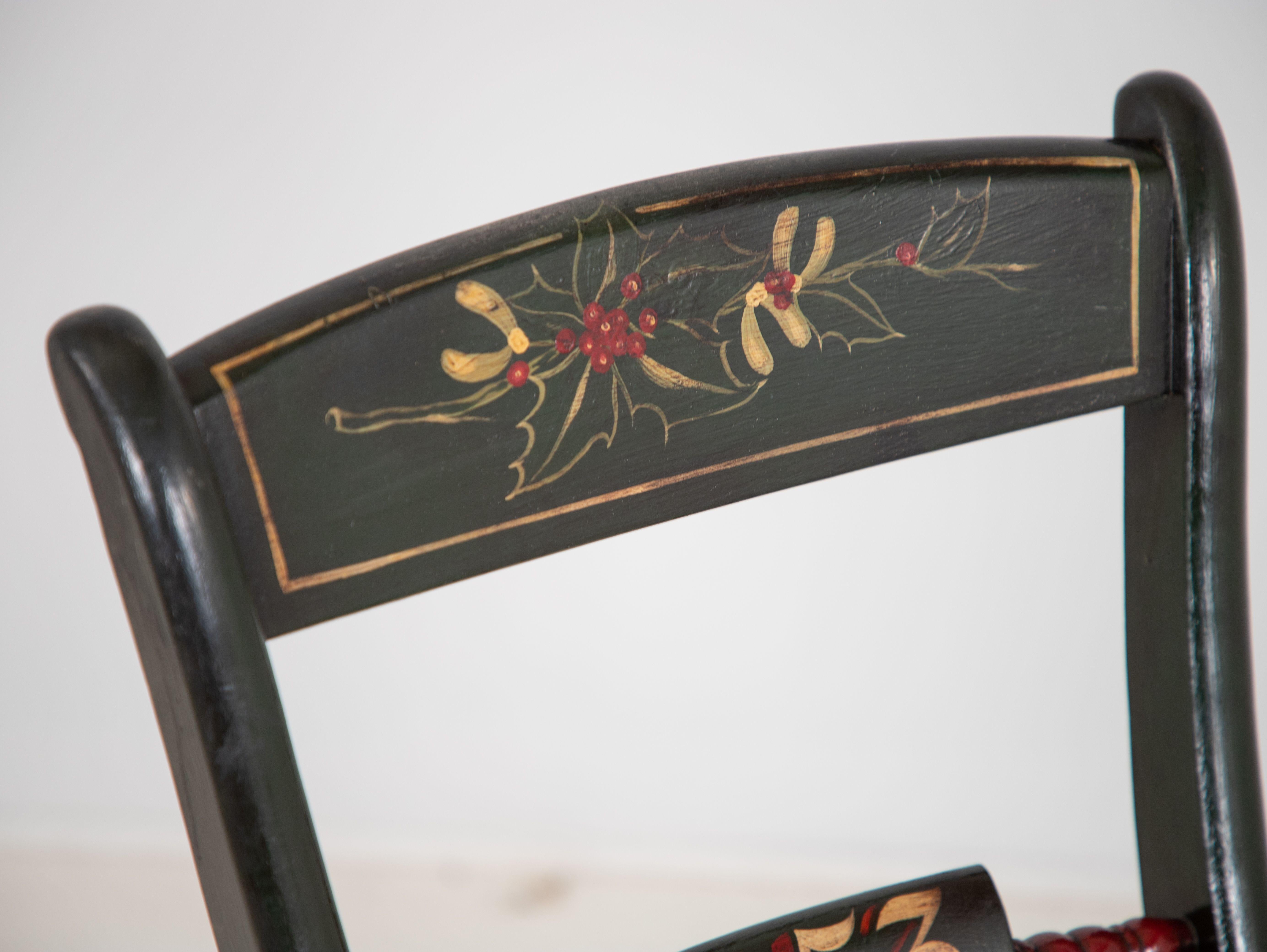 Wood Green Painted Christmas Chair For Sale