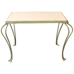 Green Painted Coffee Table with Faux Shagreen Top