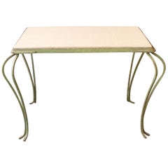 Green Painted Coffee Table with Faux Shagreen Top