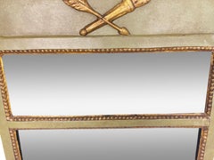 Green Painted Continental Eglomise Mirror with Neoclassical Decoration