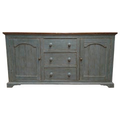 Antique Green Painted English Dresser Base