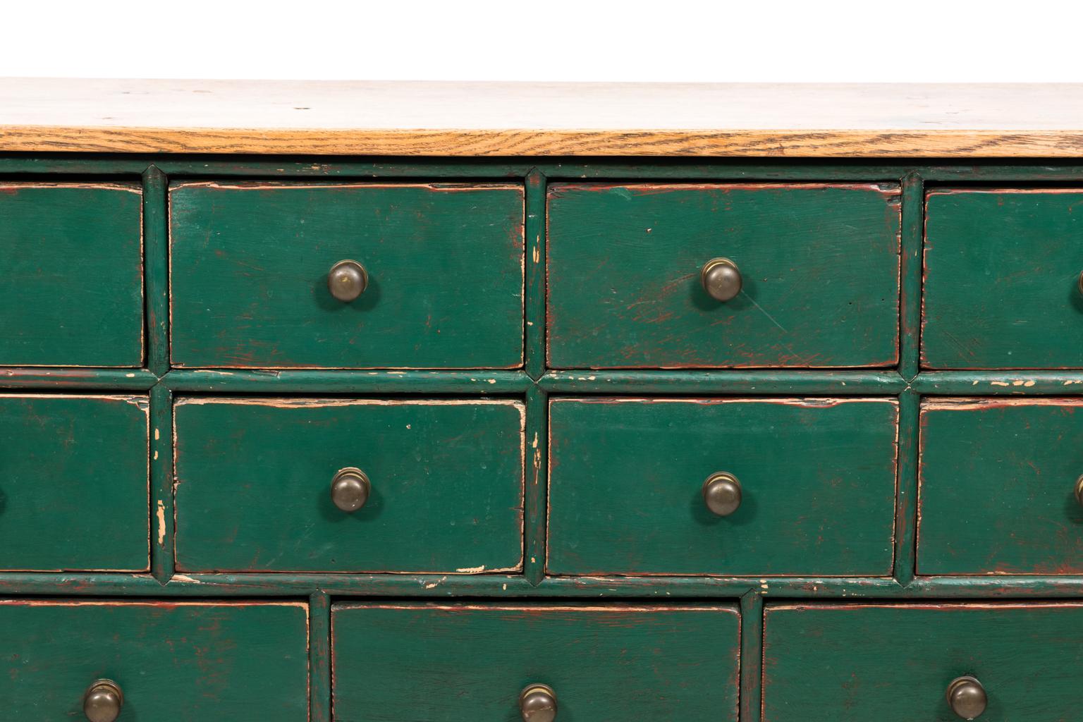 Green Painted English Sideboard, circa 1990s In Good Condition In Stamford, CT