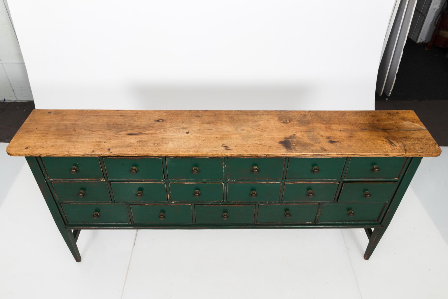 Wood Green Painted English Sideboard, circa 1990s