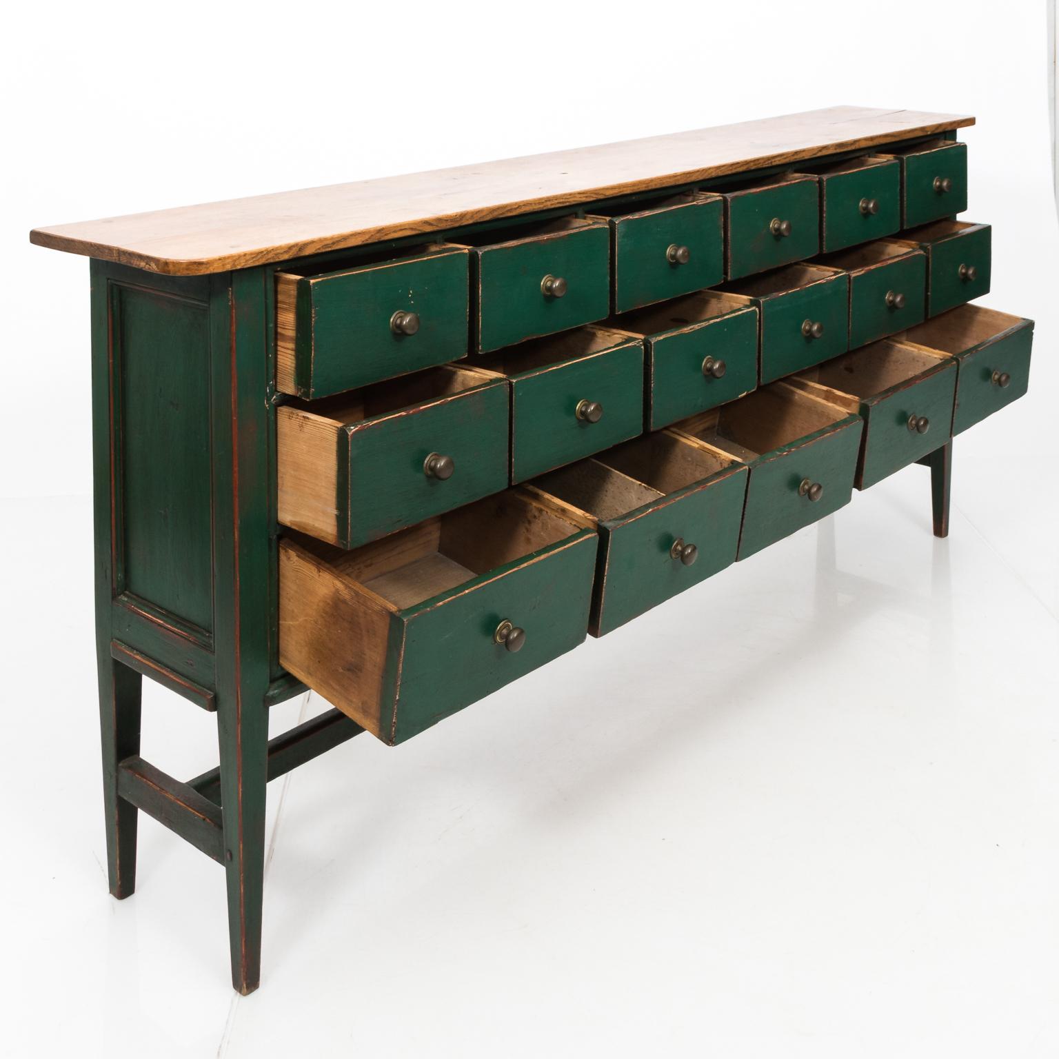 Green Painted English Sideboard, circa 1990s 2