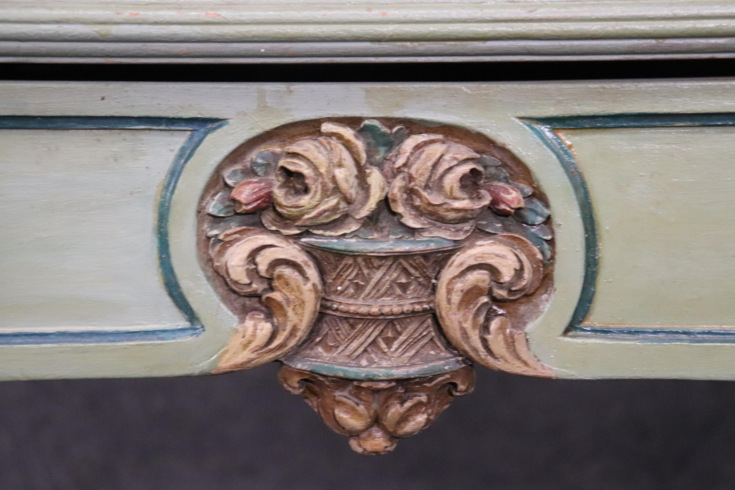 Green Painted French Louis XVI Style 1920s Era Ladies Vanity and Matching Stool 6