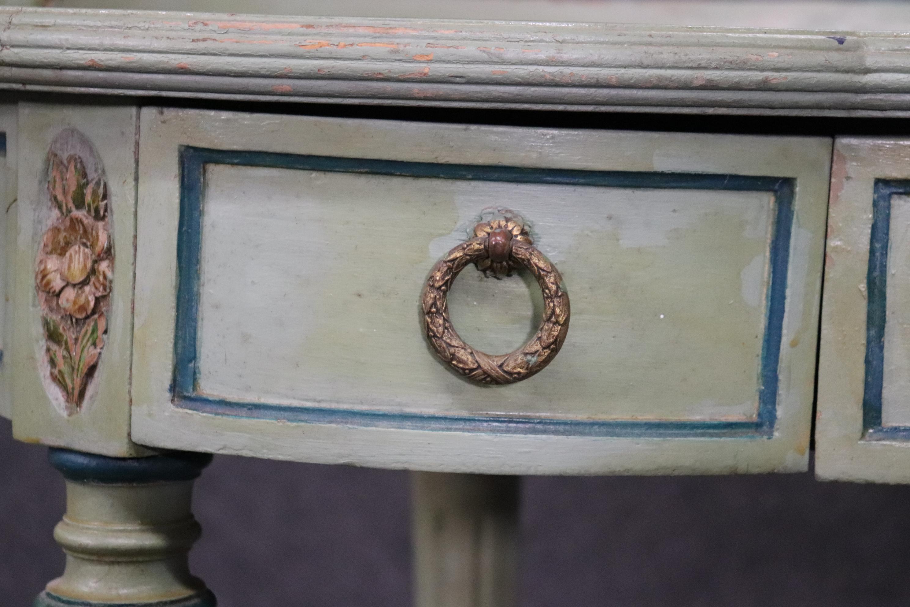 Green Painted French Louis XVI Style 1920s Era Ladies Vanity and Matching Stool 7