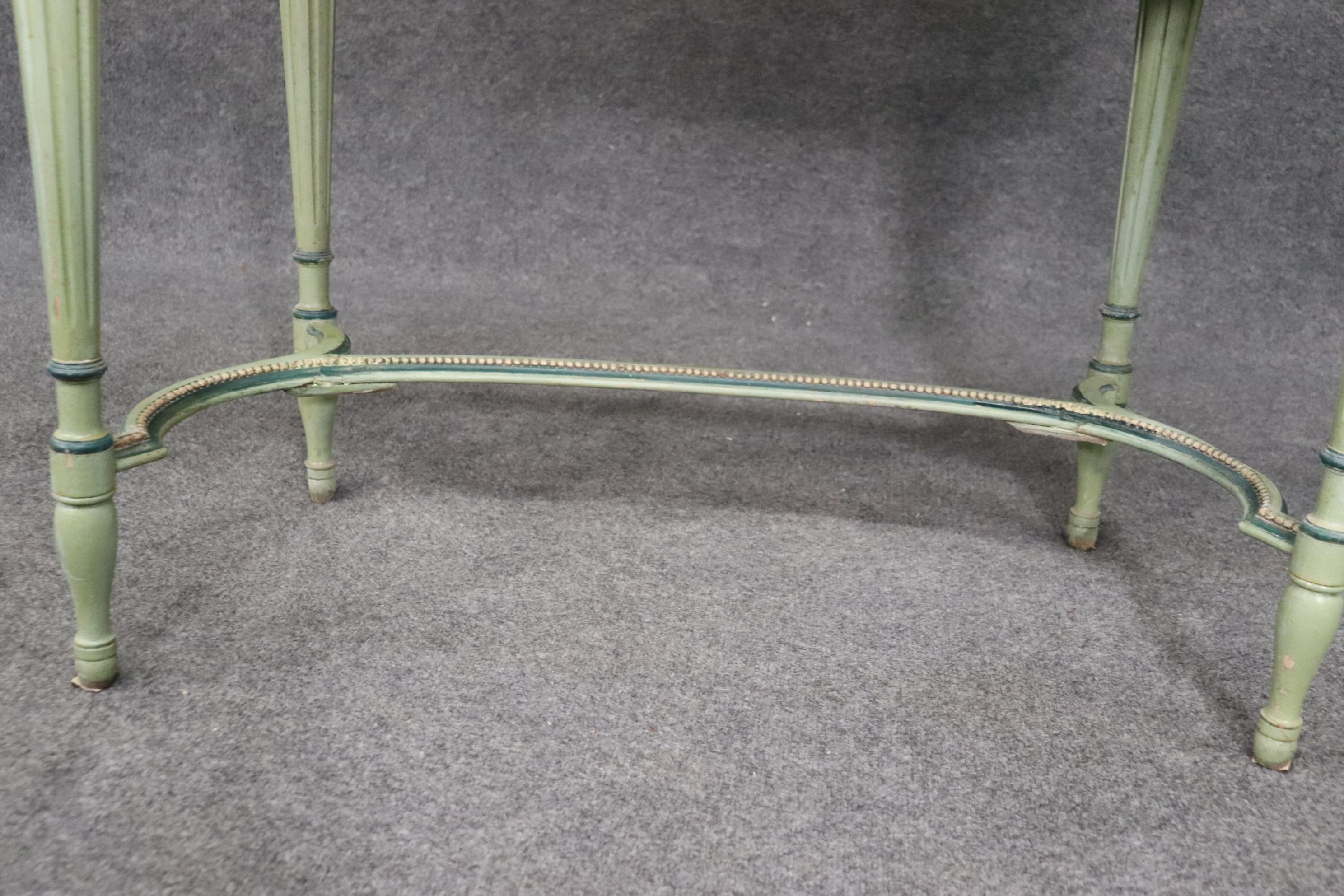 Green Painted French Louis XVI Style 1920s Era Ladies Vanity and Matching Stool 9
