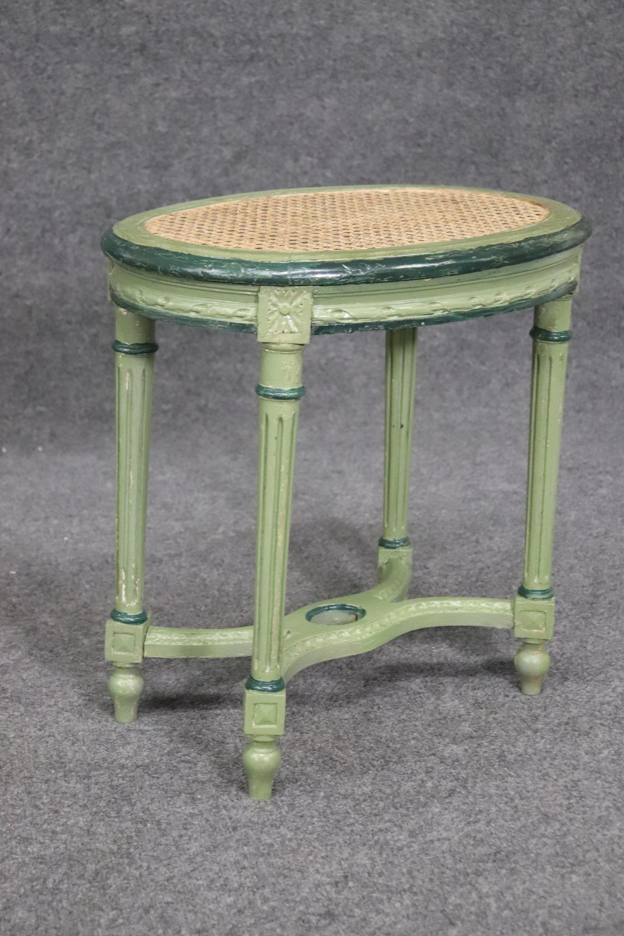 Green Painted French Louis XVI Style 1920s Era Ladies Vanity and Matching Stool 11