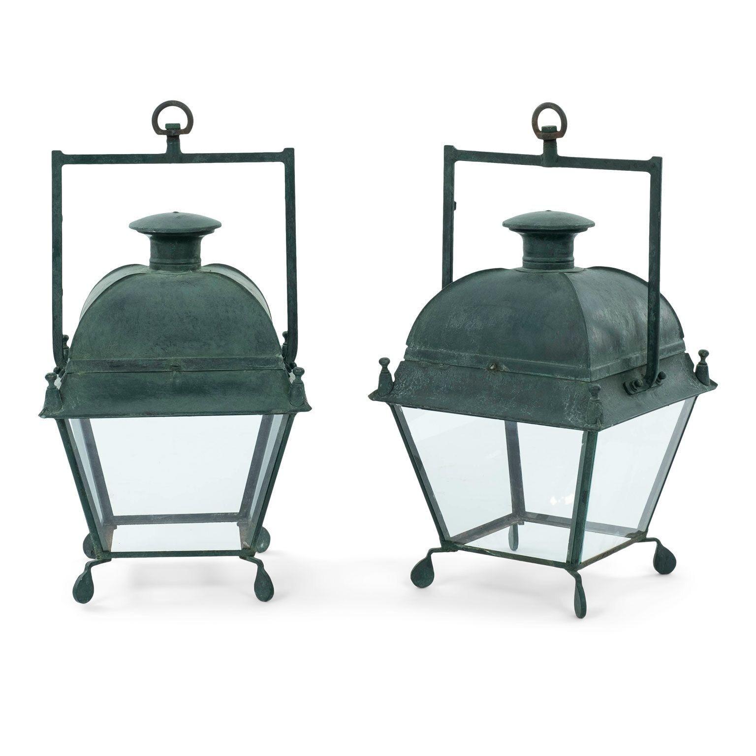 Green Painted French Tole Stable Lantern 1