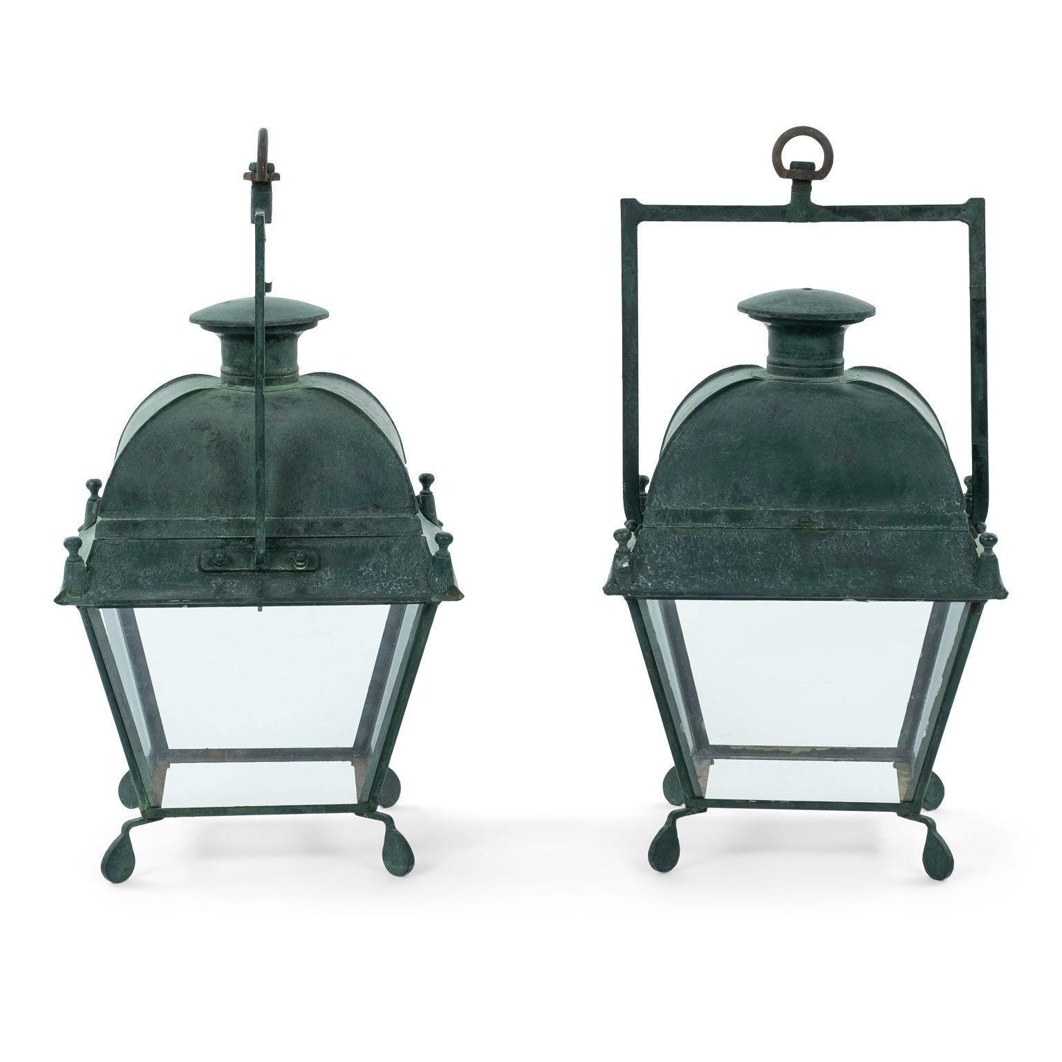 Green Painted French Tole Stable Lantern 2