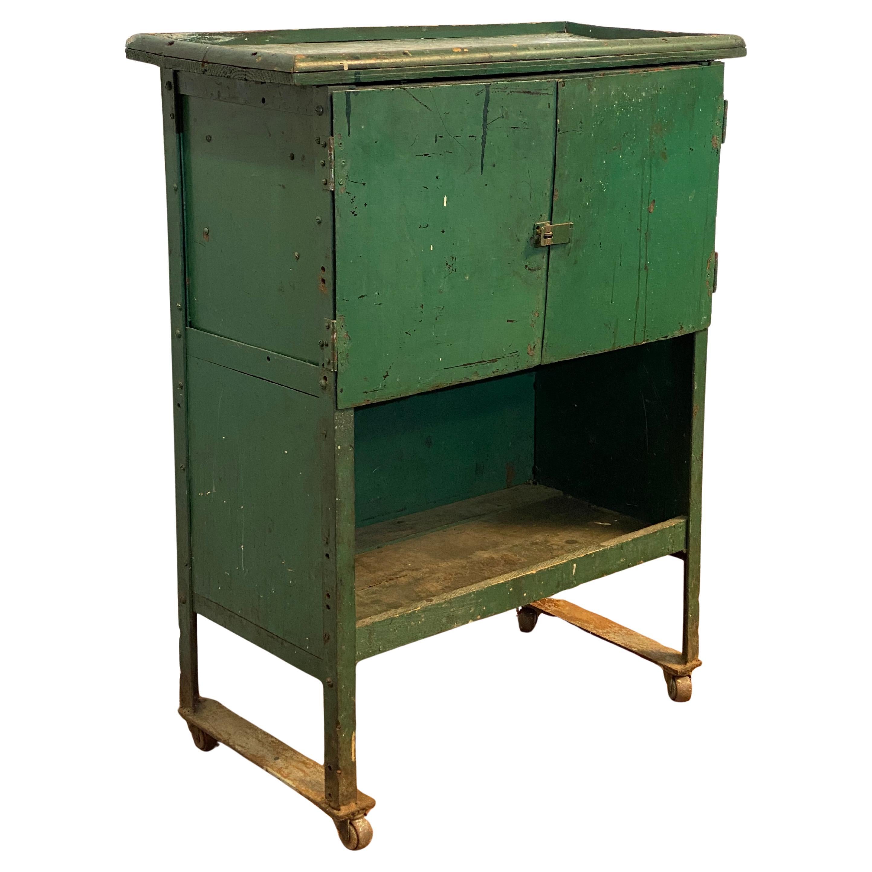 Green Painted Industrial Rolling Tool Cabinet