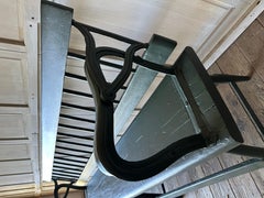 Green Painted Iron & Wood Slat Garden Bench