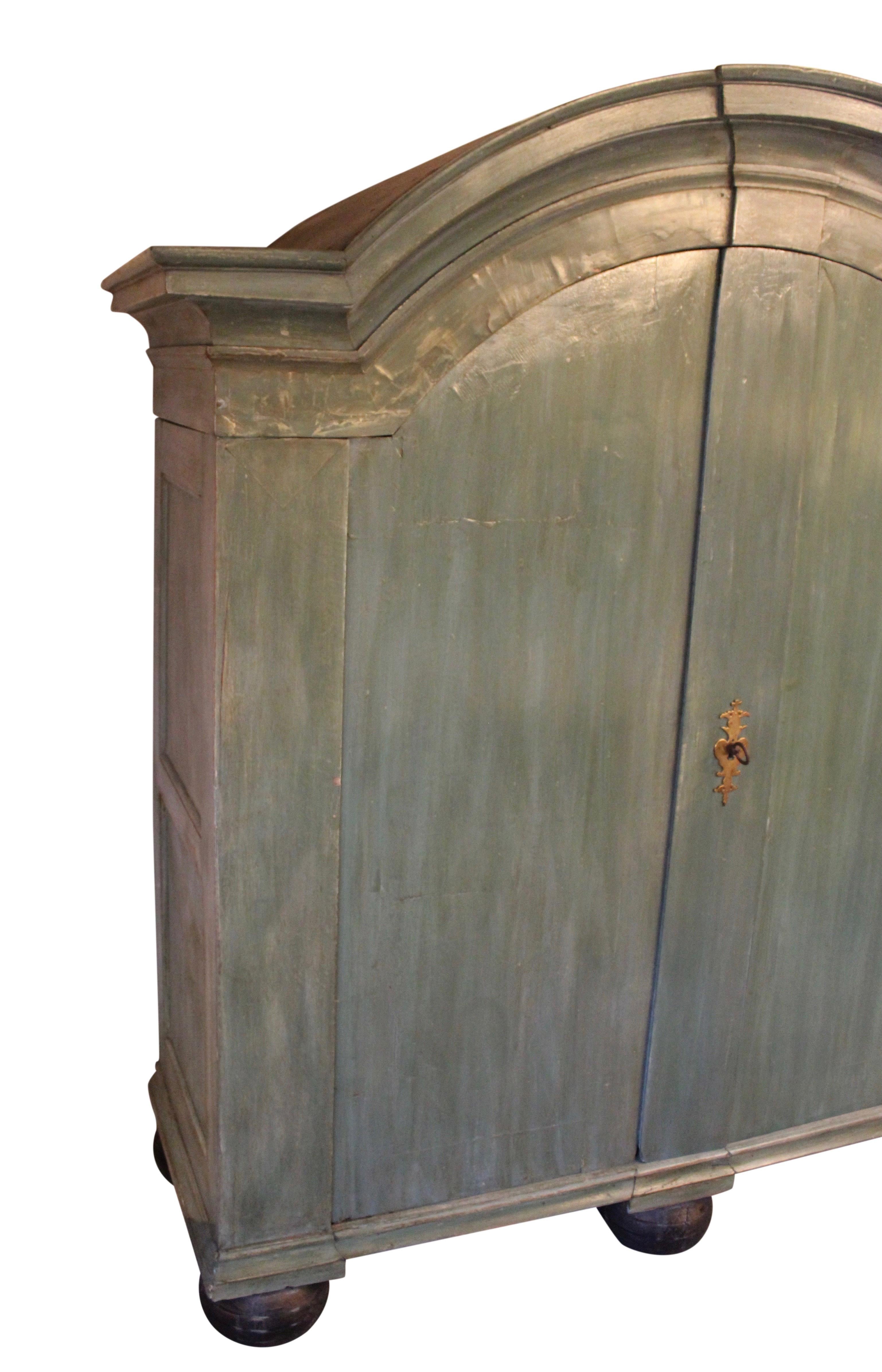 Green Painted Large Baroque Cabinet from Denmark, circa 1760 For Sale 1