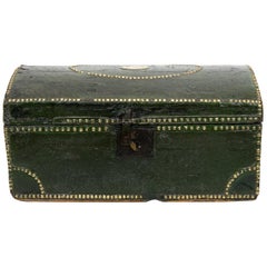 Green Painted Leather Dome Top Trunk
