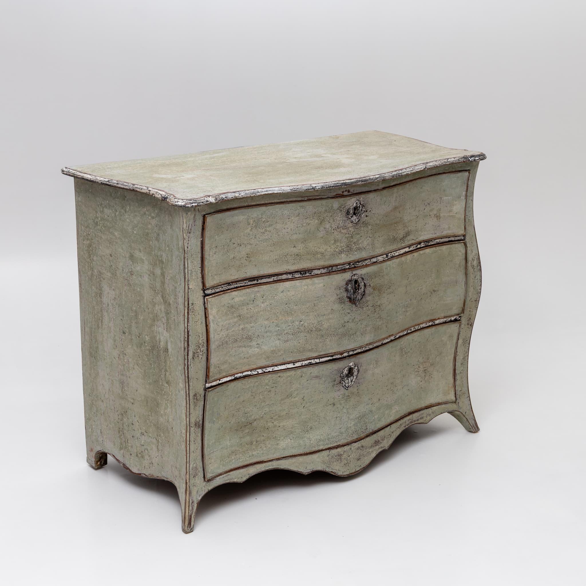XVIIIe siècle et antérieur Commode Louis XV peinte en vert, XVIIIe siècle en vente