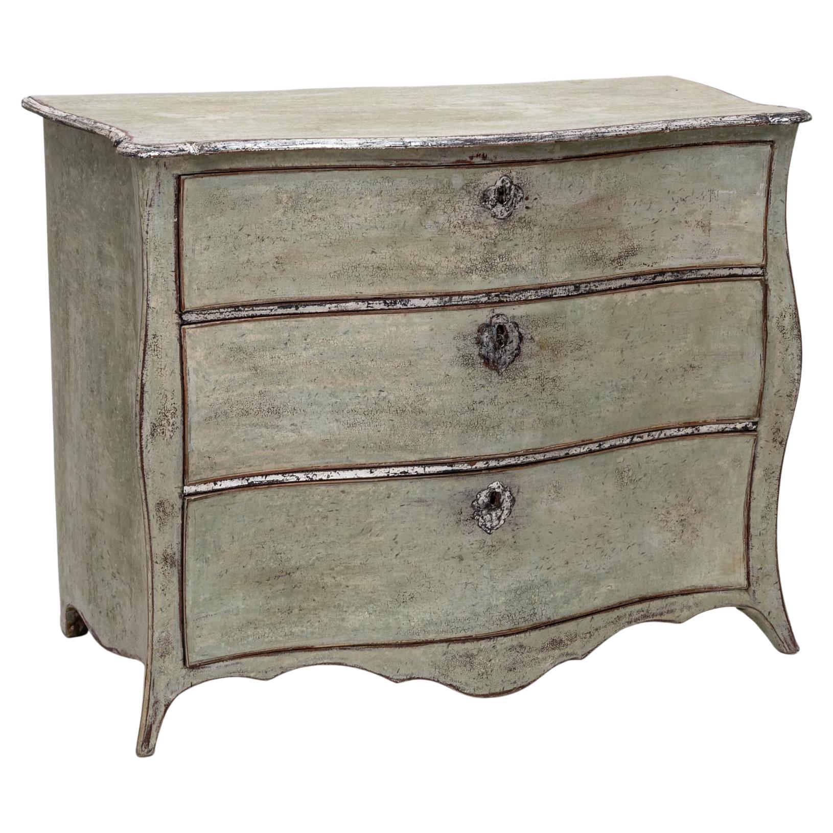 Commode Louis XV peinte en vert, XVIIIe siècle