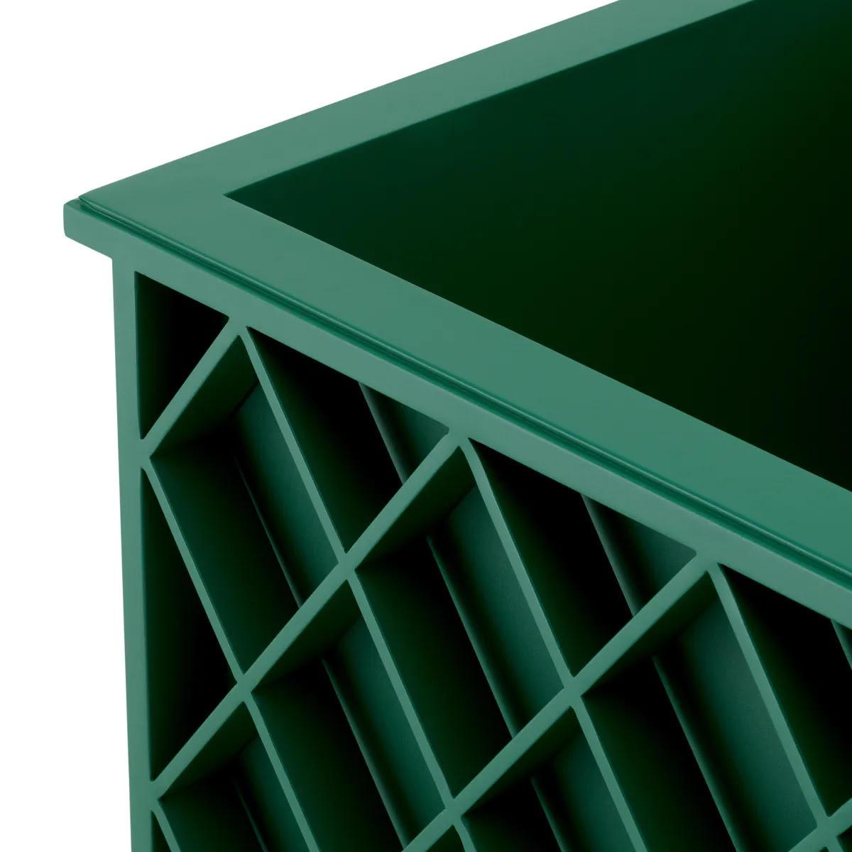 French Green Painted Metal Outdoor Planter, a Luxurious Design for your Outdoor Space. For Sale