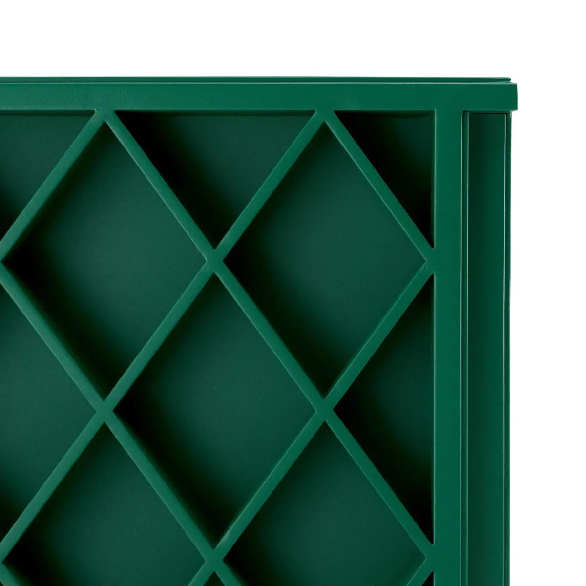 Contemporary Green Painted Metal Outdoor Planter, a Luxurious Design for your Outdoor Space. For Sale