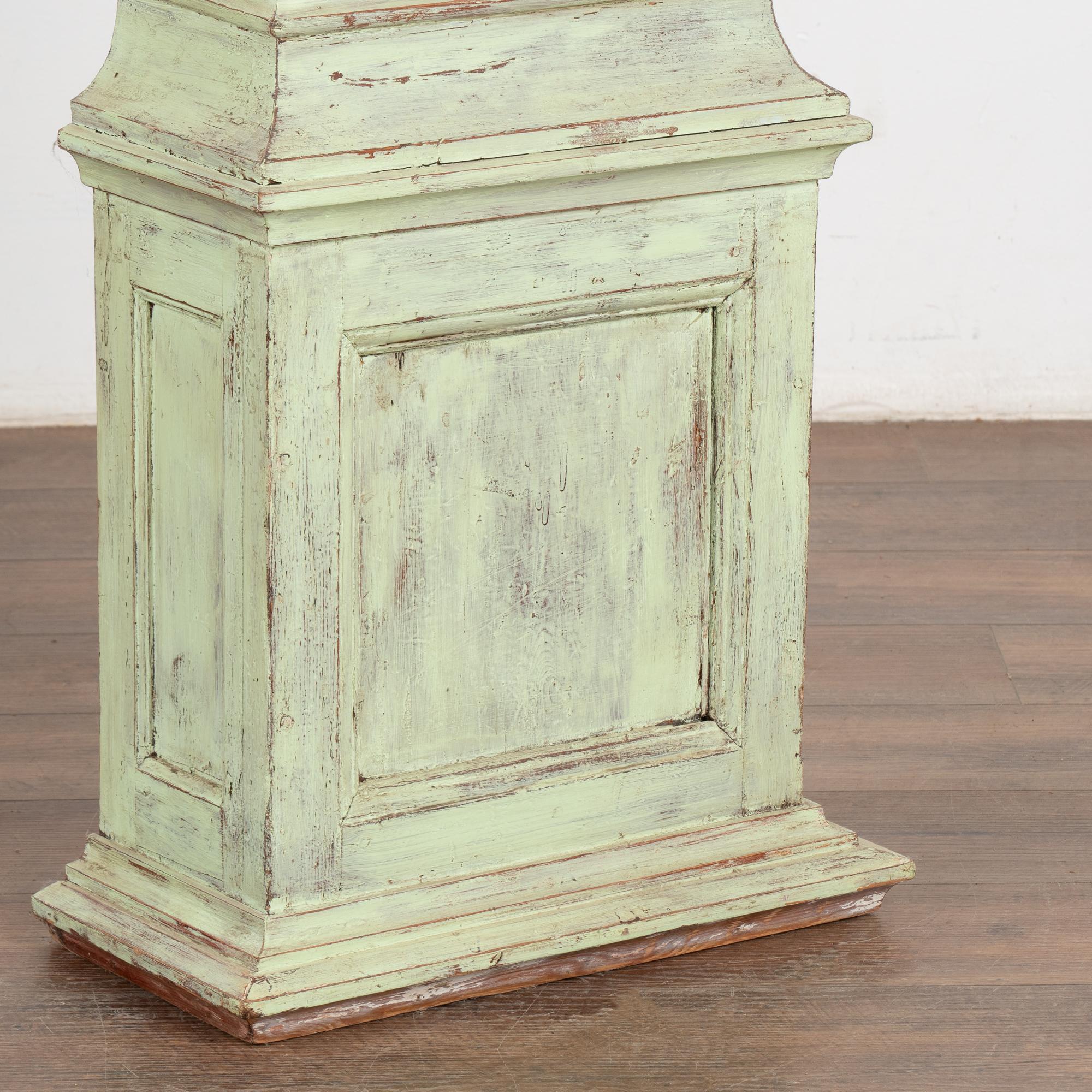 Green Painted Pine Grandfather Clock, Denmark circa 1840-60 For Sale 4